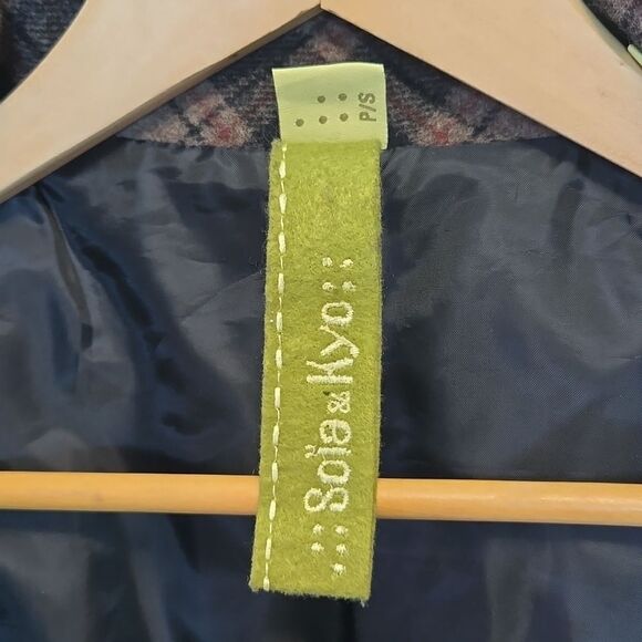 Soia & Kyo Wool Blend black Tan Plaid Belted Jacket Rachel Friends - Picture 5 of 16